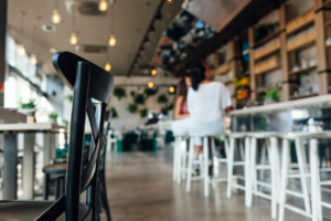 Wide view of a clean restaurant floor.